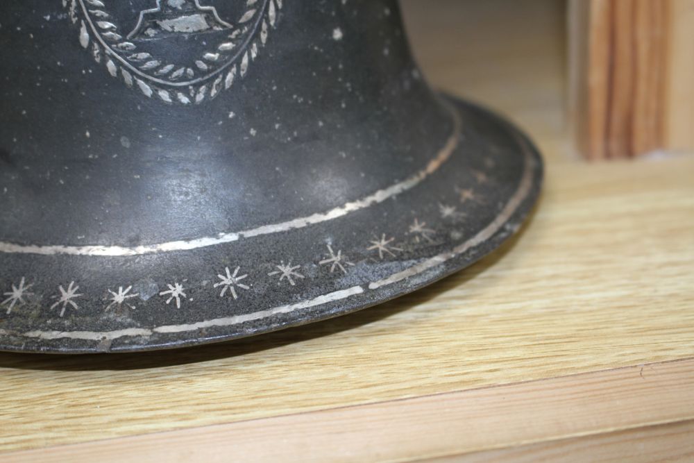 A late 18th century bidri ware huqqa base for the English market, H.8.5in.